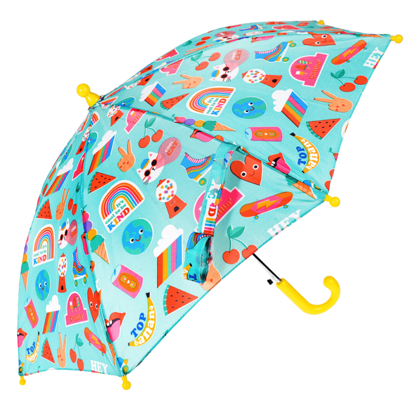 Ombrello azzurro con arcobaleno